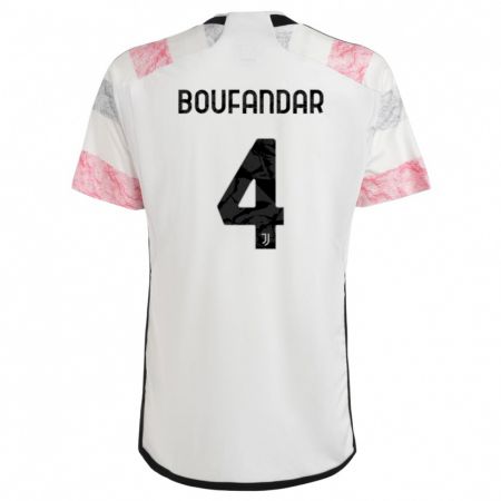 Kandiny Niño Camiseta Adam Boufandar #4 Blanco Rosa 2ª Equipación 2023/24 La Camisa