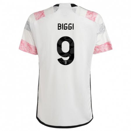 Kandiny Bambino Maglia Silvano Biggi #9 Bianco Rosa Kit Gara Away 2023/24 Maglietta