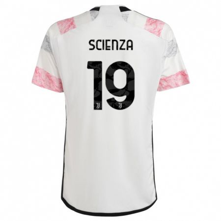 Kandiny Bambino Maglia Michele Scienza #19 Bianco Rosa Kit Gara Away 2023/24 Maglietta