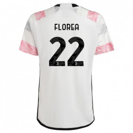 Kandiny Bambino Maglia Andrei Florea #22 Bianco Rosa Kit Gara Away 2023/24 Maglietta