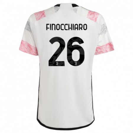 Kandiny Bambino Maglia Gabriele Finocchiaro #26 Bianco Rosa Kit Gara Away 2023/24 Maglietta