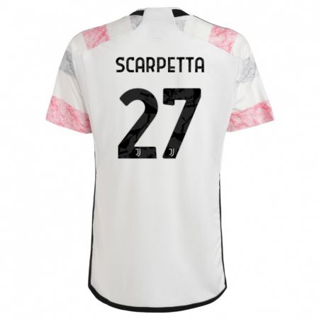 Kandiny Bambino Maglia Jacopo Scarpetta #27 Bianco Rosa Kit Gara Away 2023/24 Maglietta