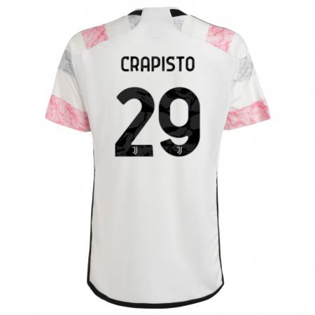 Kandiny Bambino Maglia Francesco Crapisto #29 Bianco Rosa Kit Gara Away 2023/24 Maglietta