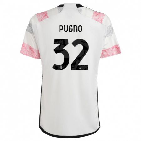 Kandiny Niño Camiseta Diego Pugno #32 Blanco Rosa 2ª Equipación 2023/24 La Camisa