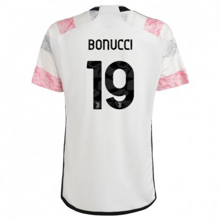 Kandiny Bambino Maglia Leonardo Bonucci #19 Bianco Rosa Kit Gara Away 2023/24 Maglietta