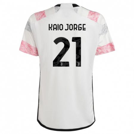 Kandiny Bambino Maglia Kaio Jorge #21 Bianco Rosa Kit Gara Away 2023/24 Maglietta