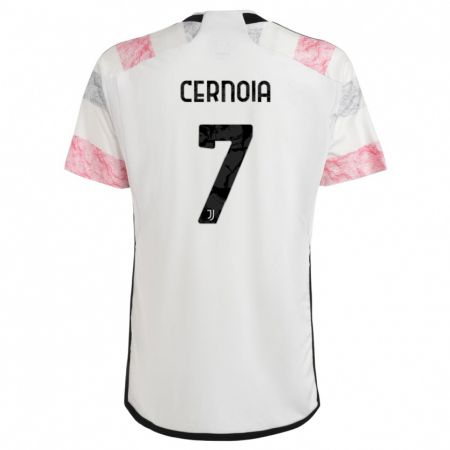 Kandiny Niño Camiseta Valentina Cernoia #7 Blanco Rosa 2ª Equipación 2023/24 La Camisa