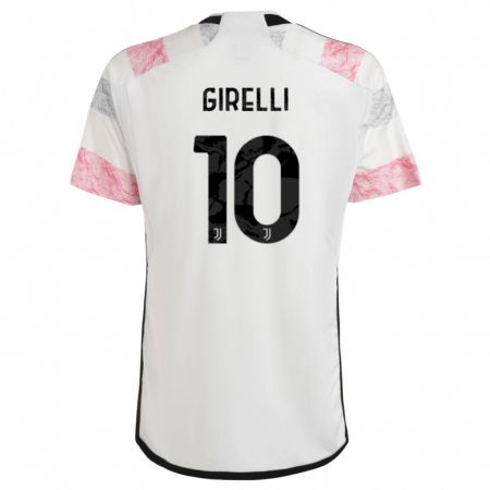 Kandiny Bambino Maglia Cristiana Girelli #10 Bianco Rosa Kit Gara Away 2023/24 Maglietta