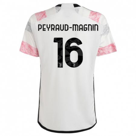 Kandiny Bambino Maglia Pauline Peyraud-Magnin #16 Bianco Rosa Kit Gara Away 2023/24 Maglietta