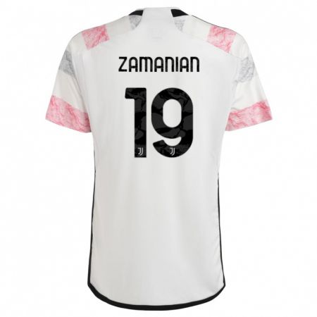 Kandiny Bambino Maglia Annahita Zamanian #19 Bianco Rosa Kit Gara Away 2023/24 Maglietta