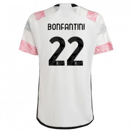 Kandiny Niño Camiseta Agnese Bonfantini #22 Blanco Rosa 2ª Equipación 2023/24 La Camisa