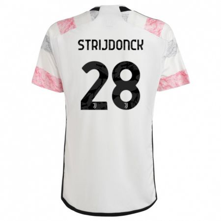 Kandiny Bambino Maglia Bayron Strijdonck #28 Bianco Rosa Kit Gara Away 2023/24 Maglietta