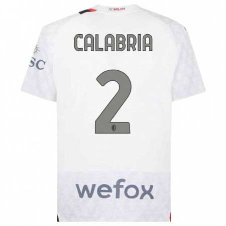 Kandiny Bambino Maglia Davide Calabria #2 Bianco Kit Gara Away 2023/24 Maglietta