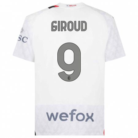 Kandiny Bambino Maglia Olivier Giroud #9 Bianco Kit Gara Away 2023/24 Maglietta