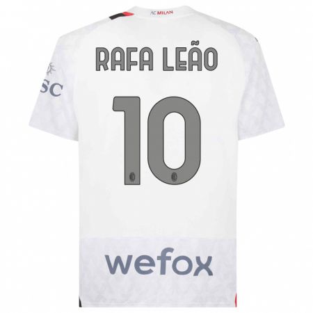 Kandiny Bambino Maglia Rafael Leão #10 Bianco Kit Gara Away 2023/24 Maglietta