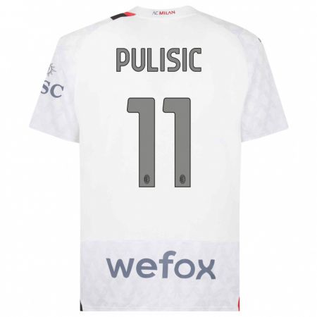 Kandiny Bambino Maglia Christian Pulisic #11 Bianco Kit Gara Away 2023/24 Maglietta