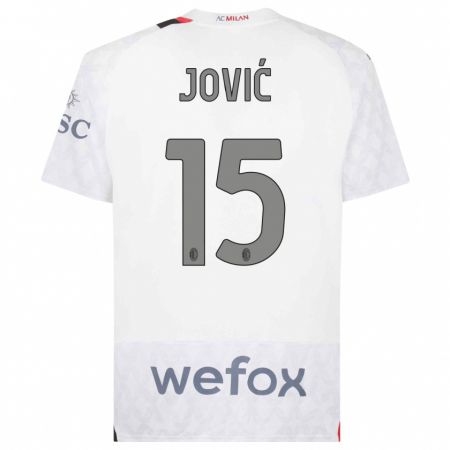 Kandiny Bambino Maglia Luka Jovic #15 Bianco Kit Gara Away 2023/24 Maglietta