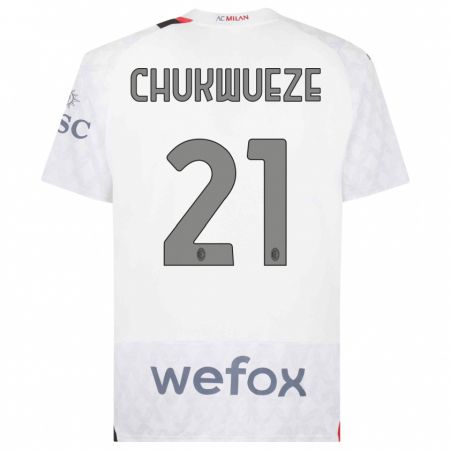 Kandiny Dzieci Samuel Chukwueze #21 Biały Wyjazdowa Koszulka 2023/24 Koszulki Klubowe