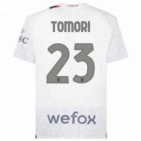 Kandiny Bambino Maglia Fikayo Tomori #23 Bianco Kit Gara Away 2023/24 Maglietta