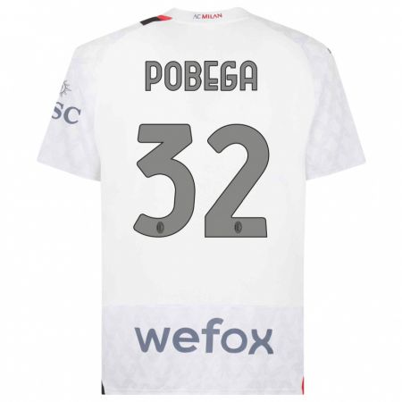 Kandiny Bambino Maglia Tommaso Pobega #32 Bianco Kit Gara Away 2023/24 Maglietta