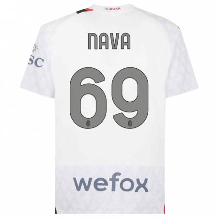 Kandiny Bambino Maglia Lapo Nava #69 Bianco Kit Gara Away 2023/24 Maglietta