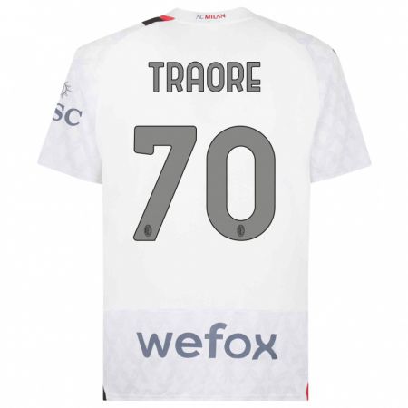 Kandiny Bambino Maglia Chaka Traorè #70 Bianco Kit Gara Away 2023/24 Maglietta