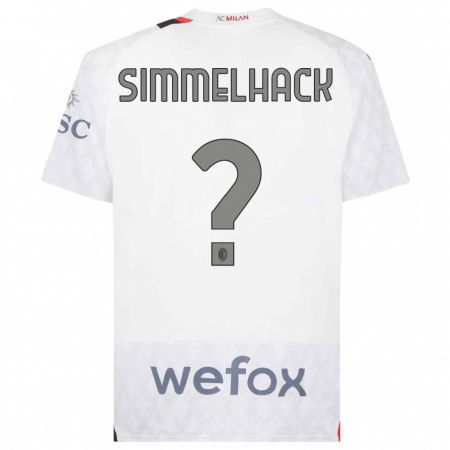 Kandiny Bambino Maglia Alexander Simmelhack #0 Bianco Kit Gara Away 2023/24 Maglietta