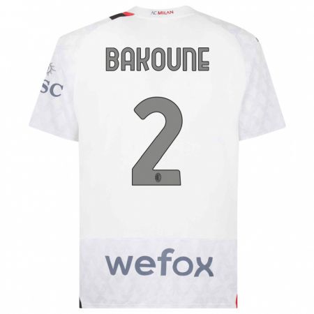 Kandiny Bambino Maglia Adam Bakoune #2 Bianco Kit Gara Away 2023/24 Maglietta