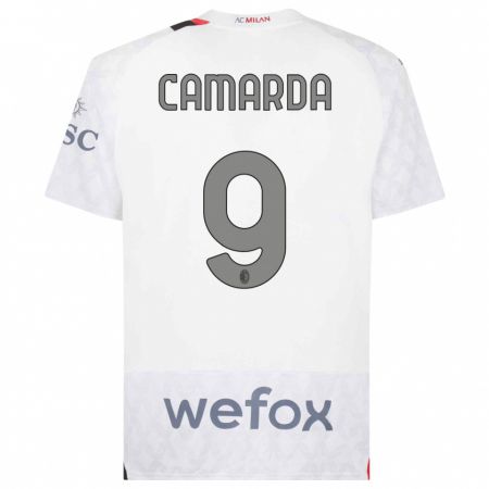 Kandiny Bambino Maglia Francesco Camarda #9 Bianco Kit Gara Away 2023/24 Maglietta