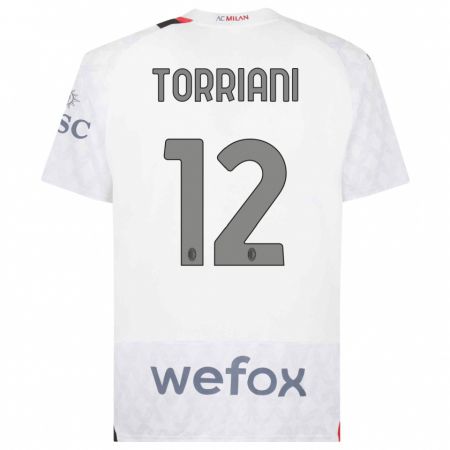 Kandiny Bambino Maglia Lorenzo Torriani #12 Bianco Kit Gara Away 2023/24 Maglietta