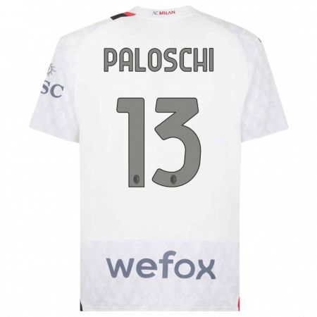 Kandiny Bambino Maglia Dorian Paloschi #13 Bianco Kit Gara Away 2023/24 Maglietta