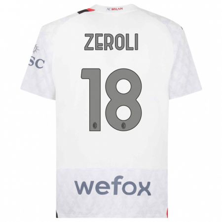 Kandiny Bambino Maglia Kevin Zeroli #18 Bianco Kit Gara Away 2023/24 Maglietta