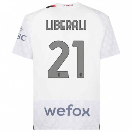 Kandiny Bambino Maglia Mattia Liberali #21 Bianco Kit Gara Away 2023/24 Maglietta