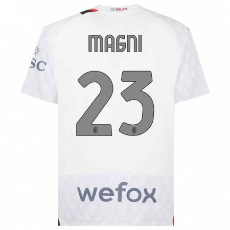 Kandiny Niño Camiseta Vittorio Magni #23 Blanco 2ª Equipación 2023/24 La Camisa