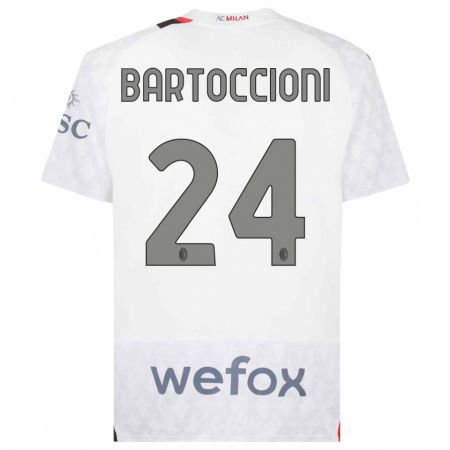 Kandiny Bambino Maglia Andrea Bartoccioni #24 Bianco Kit Gara Away 2023/24 Maglietta