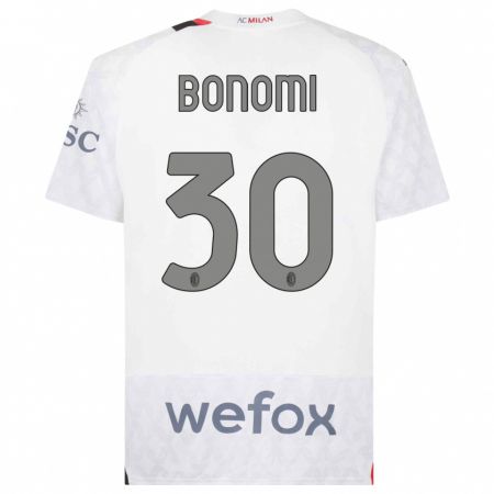 Kandiny Bambino Maglia Alessandro Bonomi #30 Bianco Kit Gara Away 2023/24 Maglietta