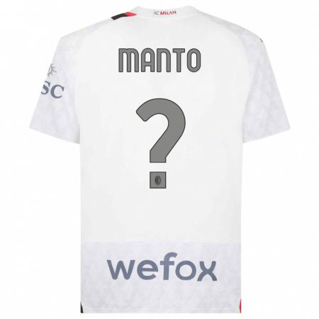 Kandiny Bambino Maglia Gaetano Manto #0 Bianco Kit Gara Away 2023/24 Maglietta