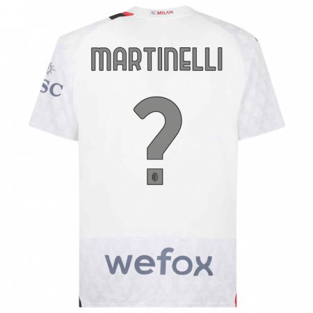 Kandiny Bambino Maglia Riccardo Martinelli #0 Bianco Kit Gara Away 2023/24 Maglietta