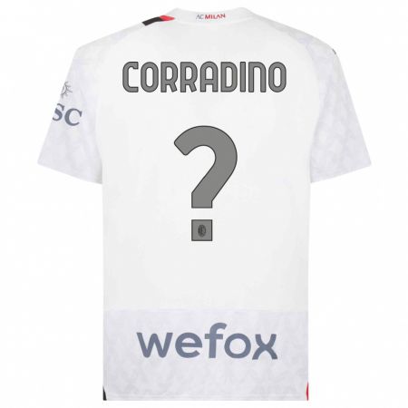 Kandiny Bambino Maglia Riccardo Corradino #0 Bianco Kit Gara Away 2023/24 Maglietta