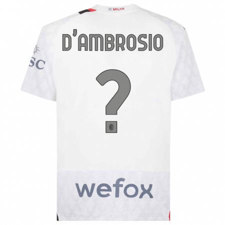 Kandiny Bambino Maglia Antonio D'ambrosio #0 Bianco Kit Gara Away 2023/24 Maglietta