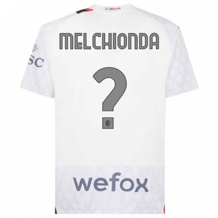 Kandiny Bambino Maglia Marco Melchionda #0 Bianco Kit Gara Away 2023/24 Maglietta