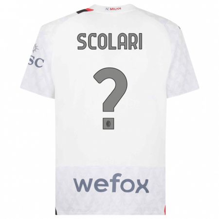 Kandiny Bambino Maglia Davide Scolari #0 Bianco Kit Gara Away 2023/24 Maglietta