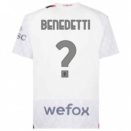 Kandiny Bambino Maglia Gioele Benedetti #0 Bianco Kit Gara Away 2023/24 Maglietta