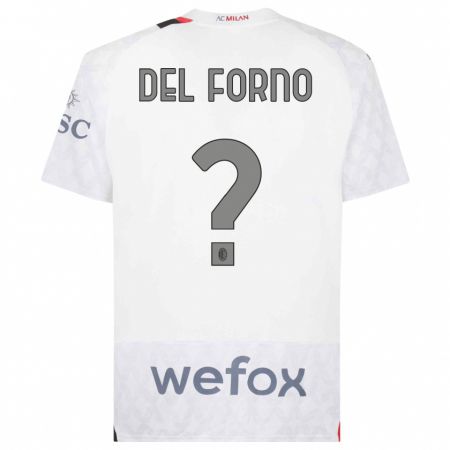 Kandiny Bambino Maglia Luca Del Forno #0 Bianco Kit Gara Away 2023/24 Maglietta