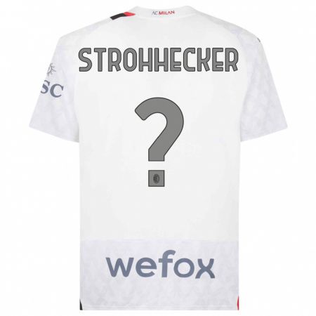 Kandiny Bambino Maglia Riccardo Strohhecker #0 Bianco Kit Gara Away 2023/24 Maglietta