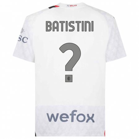 Kandiny Bambino Maglia Simone Batistini #0 Bianco Kit Gara Away 2023/24 Maglietta