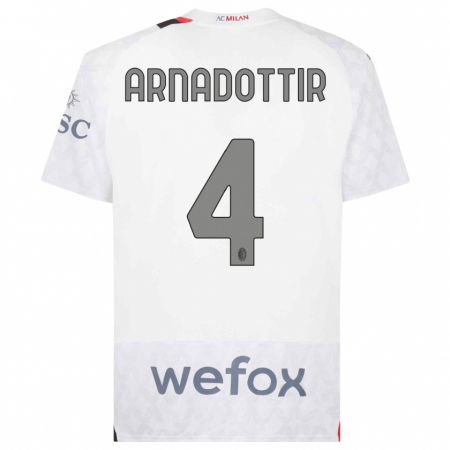 Kandiny Bambino Maglia Guony Arnadottir #4 Bianco Kit Gara Away 2023/24 Maglietta