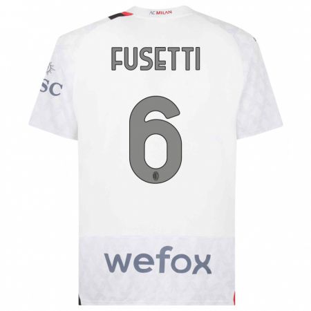 Kandiny Bambino Maglia Laura Fusetti #6 Bianco Kit Gara Away 2023/24 Maglietta