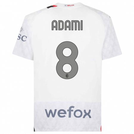 Kandiny Bambino Maglia Greta Adami #8 Bianco Kit Gara Away 2023/24 Maglietta