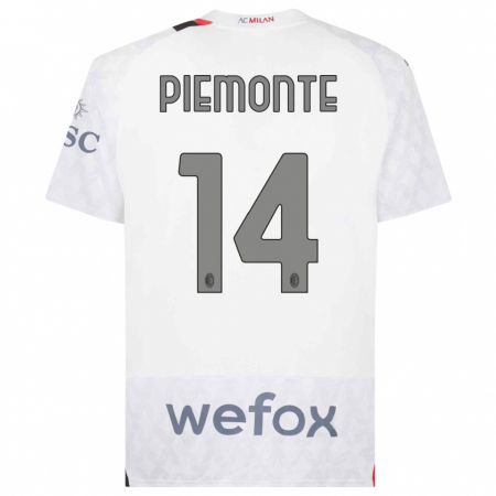 Kandiny Bambino Maglia Martina Piemonte #14 Bianco Kit Gara Away 2023/24 Maglietta